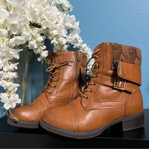 Torrid Brown Sweater Combat Boots SZ 10W